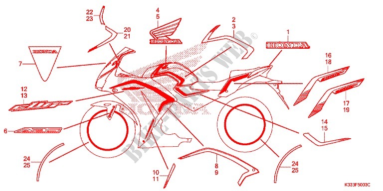 EMBLEM/STREIFEN (4) für Honda CBR 250 R WHITE 2015