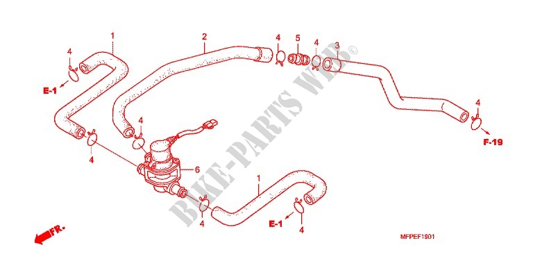 GAS RECYCLING SYSTEM für Honda CB 1300 ABS, TETE DE FOURCHE 2010
