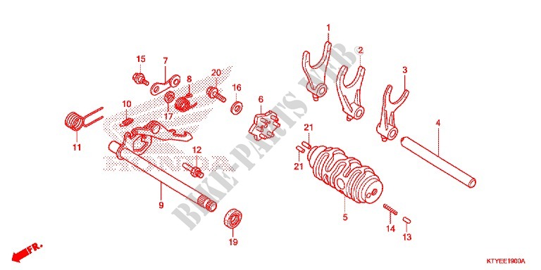 SCHALTTROMMEL/SCHALTGABEL für Honda CBR 125 TRI COLOUR 2015