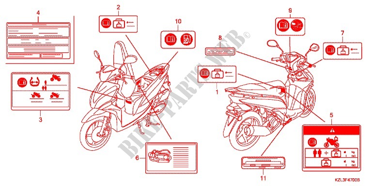 WARNETIKETT(1) für Honda VISION 110 2011