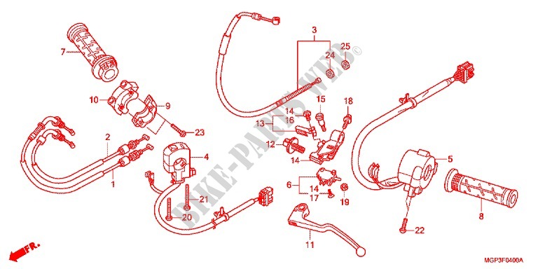 HEBELGRIFF/SCHALTER/KABEL(1) für Honda CBR 1000 RR ABS RED 2012