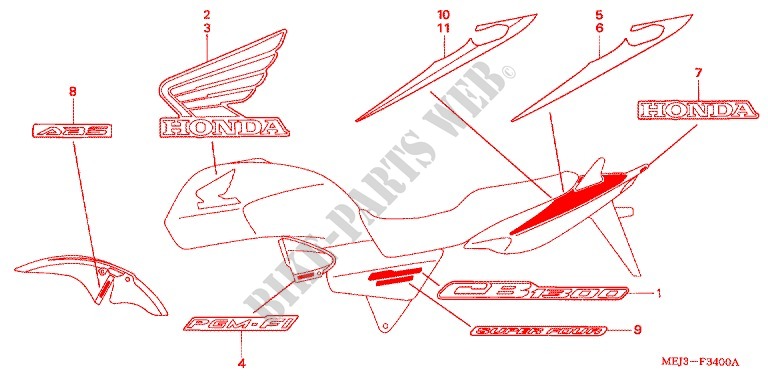 EMBLEM/STREIFEN (CB1300/A/F/F1) für Honda CB 1300 ABS 2005