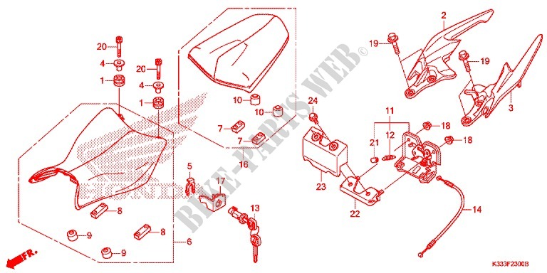 EINZELSITZ(2) für Honda CBR 300 ABS TRI COLOUR 2016
