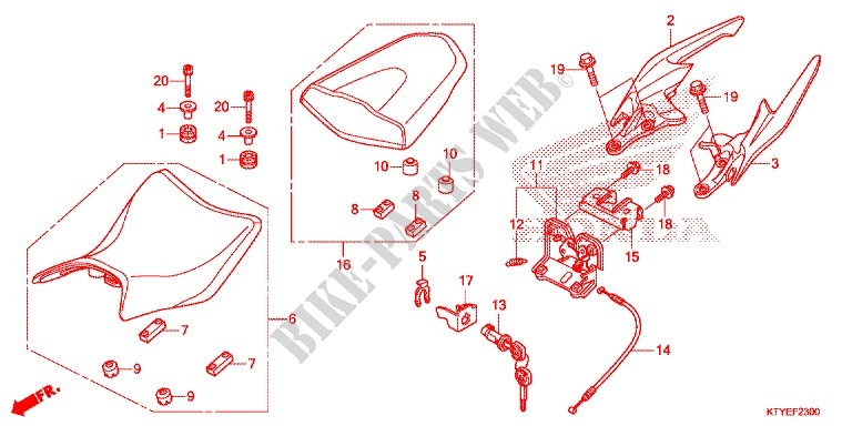 EINZELSITZ(2) für Honda CBR 125 NOIR 2016