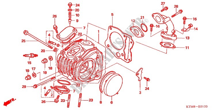 ZYLINDER/ZYLINDERKOPF für Honda WAVE 125 X, Casted wheels, Electric start 2012