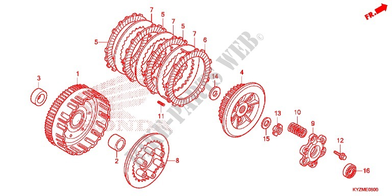 KUPPLUNG für Honda FUTURE 125 Casted wheels, Rear brake disk 2013