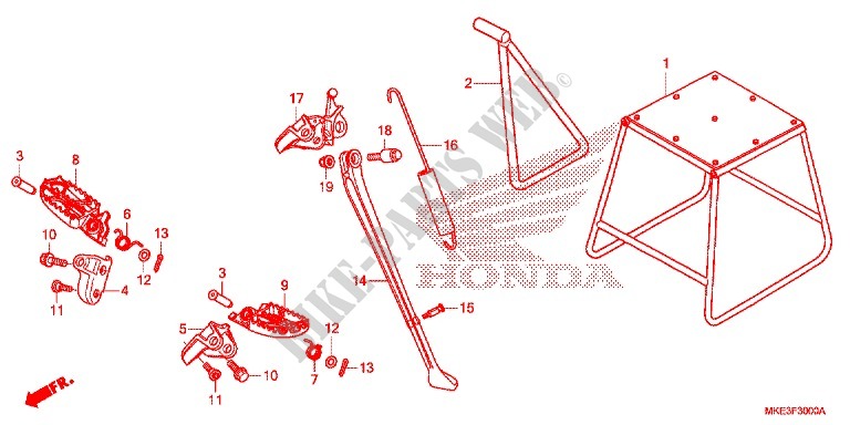 STUFE/STAENDER für Honda CRF 450 R 2017