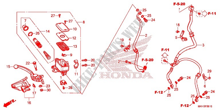 HAUPTBREMSZYLINDER, VORNE ZYLINDER für Honda X ADV 750 SILVER 2017