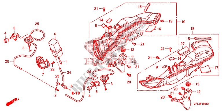 LUFTANSAUGKANAL/ELEKTROMAGNET VENTIL für Honda CBR 1000 RR ABS RED 2009