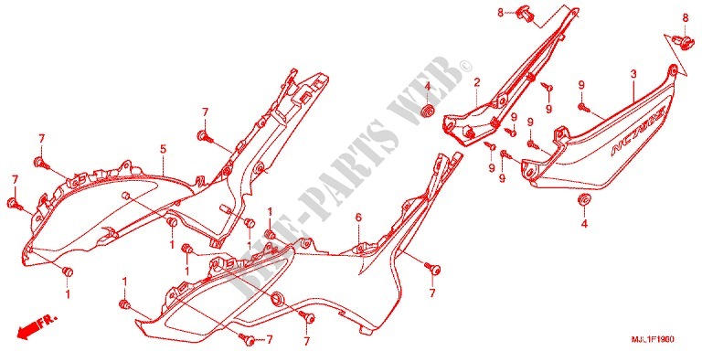 LUFTFILTER/SEITENABDECKUNG für Honda NC 750 S Dual Clutch Transmission, E pakage 2014