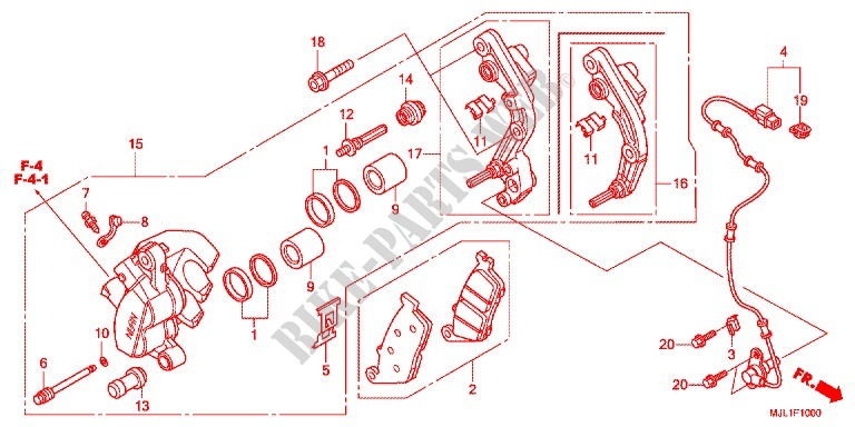 VORDERRAD BREMSSATTEL für Honda NC 750 S Dual Clutch Transmission, E pakage 2014