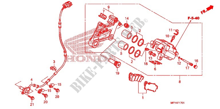 BREMSZANGE HINTEN für Honda VT 1300 INTERSTATE ABS 2011