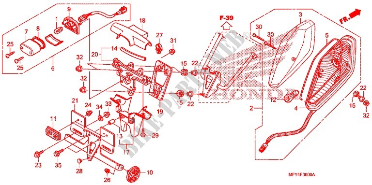 HECKLEUCHTE/KENNZEICHENBELEUCHTUNG (VT1300CR/CRA,VT1300CT/CTA) für Honda VT 1300 INTERSTATE ABS 2011
