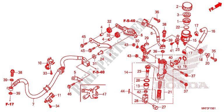 BREMSPUMPE HINTEN (CBR1000RA/S1/S2) für Honda CBR 1000 ABS RED 2017