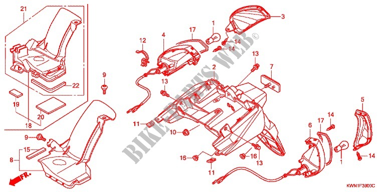 KOTFLÜGEL HINTEN / BLINKER für Honda PCX 125 SPECIAL EDITION WHITE 2013
