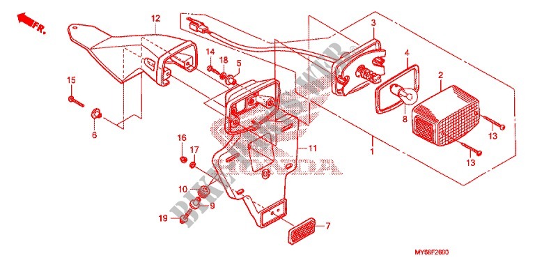 HECKLEUCHTE(2) für Honda XR 650 L 2011