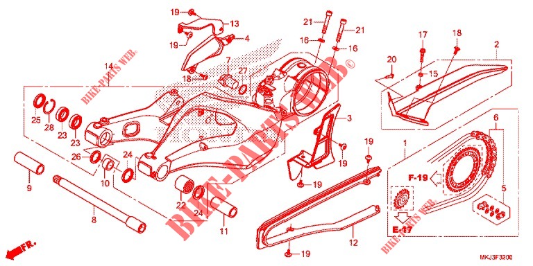 SCHWINGE/KETTENGEHAEUSE für Honda CB 1000 R+ ABS NOIRE 2018