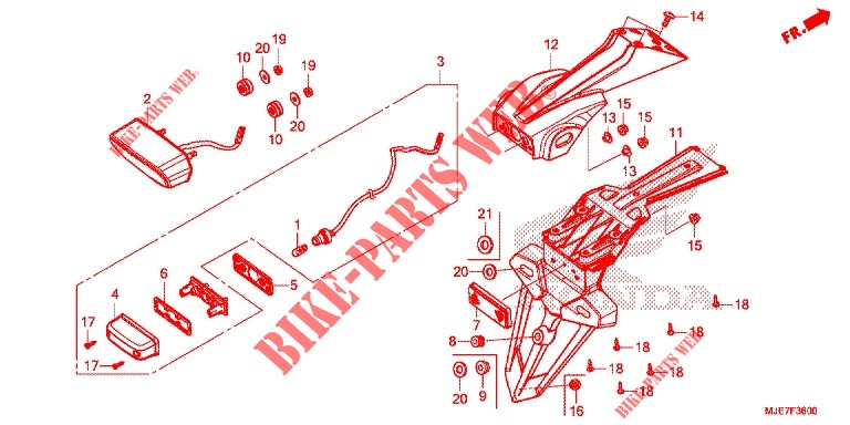 HECKLEUCHTE(2) für Honda CBR 650 F RED 2018