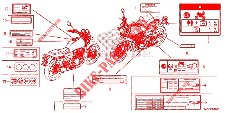 WARNETIKETT für Honda CB 1100 EX 2019
