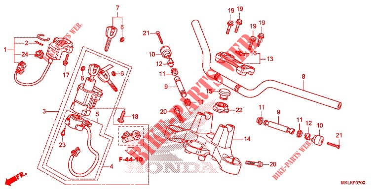 ROHRGRIFF/OBERE BRUECKE/ LENKSCHAFT für Honda NC 750 S ABS 2019