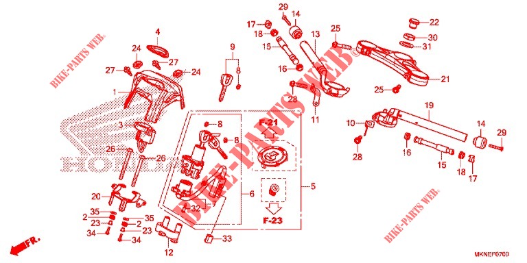 ROHRGRIFF/OBERE BRUECKE/ LENKSCHAFT für Honda CBR 650 R 35KW 2020