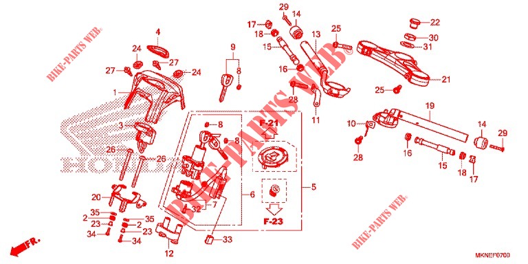 ROHRGRIFF/OBERE BRUECKE/ LENKSCHAFT für Honda CBR 650 R 35KW 2020