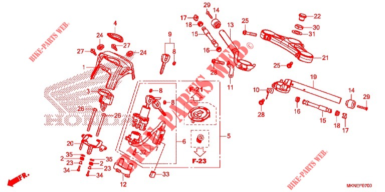ROHRGRIFF/OBERE BRUECKE/ LENKSCHAFT für Honda CBR 650 R 2020