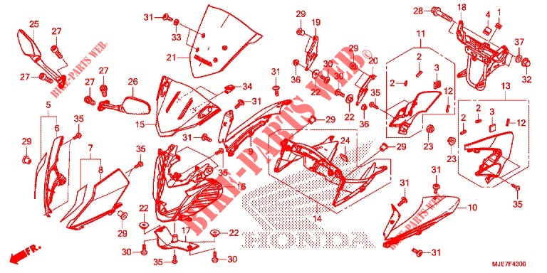 OBERER WINDLAUF für Honda CBR 650 F 2018